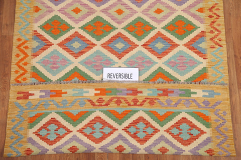 Colorful Kilim Reversible Wool Area Rug 5x7