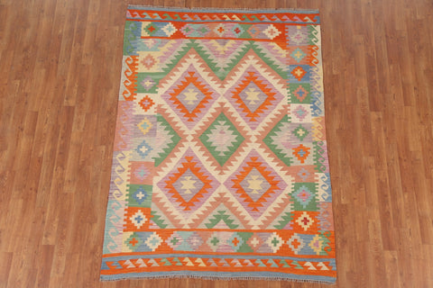 Reversible Wool Kilim Oriental Area Rug 5x7