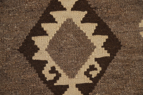 Reversible Wool Kilim Brown Area Rug 5x7