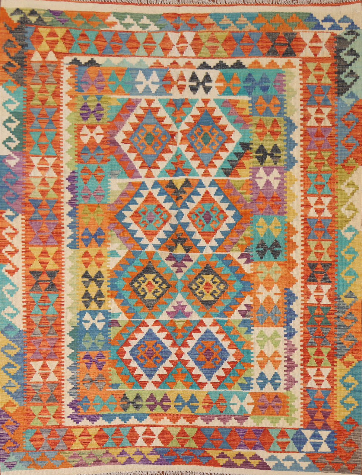 Reversible Wool Kilim Oriental Area Rug 5x6