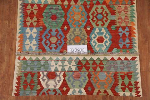 Geometric Kilim Wool Area Rug 5x7