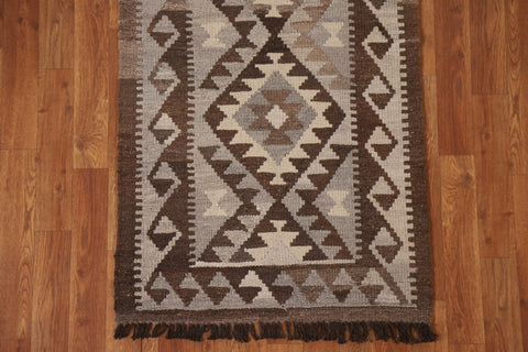 Reversible Wool Kilim Oriental Runner Rug 2x10