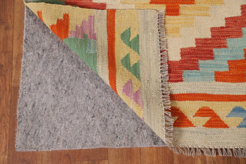 Geometric Kilim Wool Runner Rug 3x10