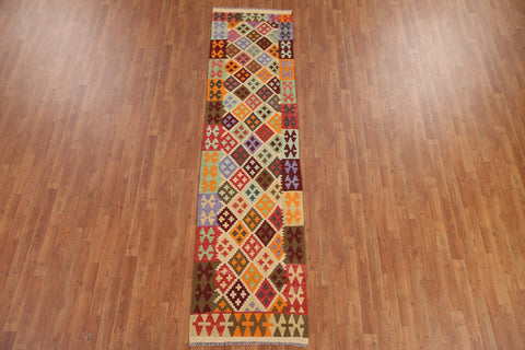 Reversible Wool Kilim Oriental Runner Rug 2x10