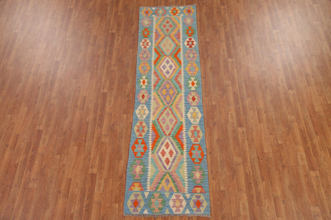 Reversible Wool Kilim Oriental Runner Rug 3x10