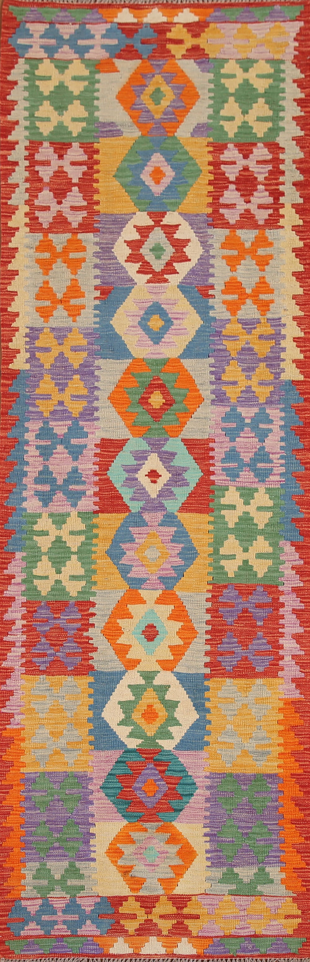 Geometric Kilim Oriental Runner Rug 3x10