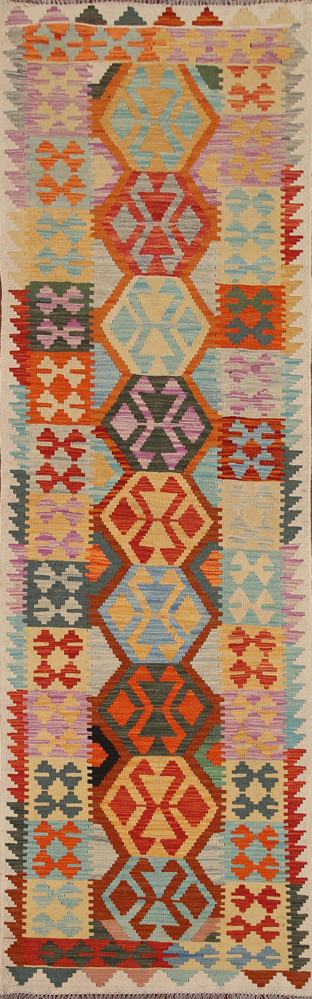 Geometric Kilim Oriental Runner Rug 3x10