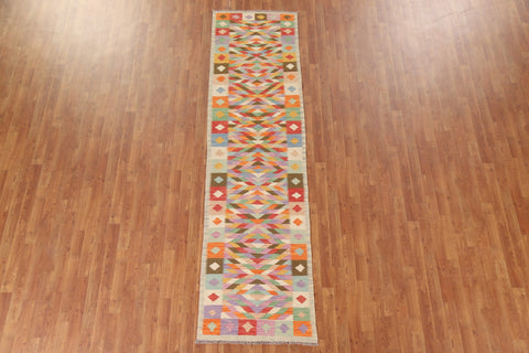 Reversible Wool Kilim Runner Rug 3x10