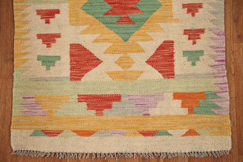 Geometric Kilim Oriental Runner Rug 3x7