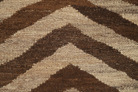 Reversible Wool Kilim Chevron Runner Rug 3x10