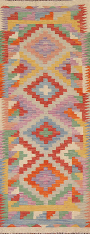 Colorful Kilim Oriental Runner Rug 3x8