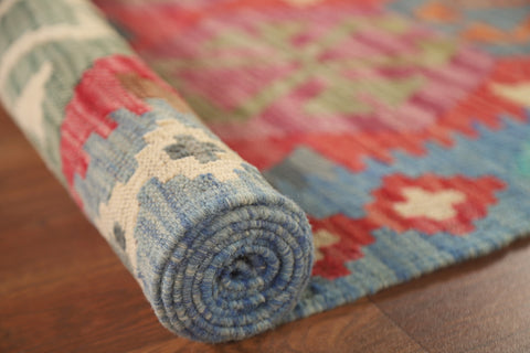 Reversible Wool Kilim Runner Rug 3x10