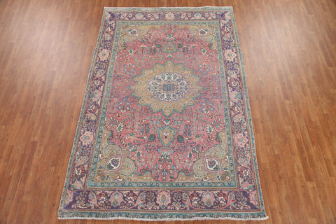 Pink Floral Tabriz Persian Area Rug 6x10