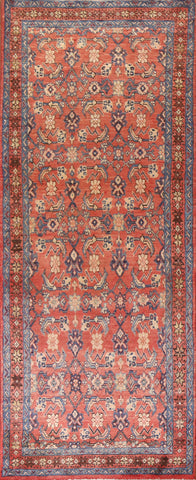 Geometric Red Mahal Persian Runner Rug 4x10