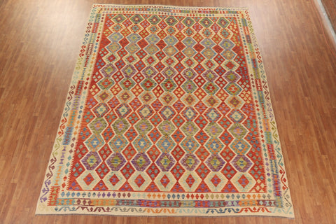 Geometric Kilim Reversible Wool Area Rug 10x13