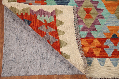 Reversible Wool Kilim Geometric Area Rug 7x9