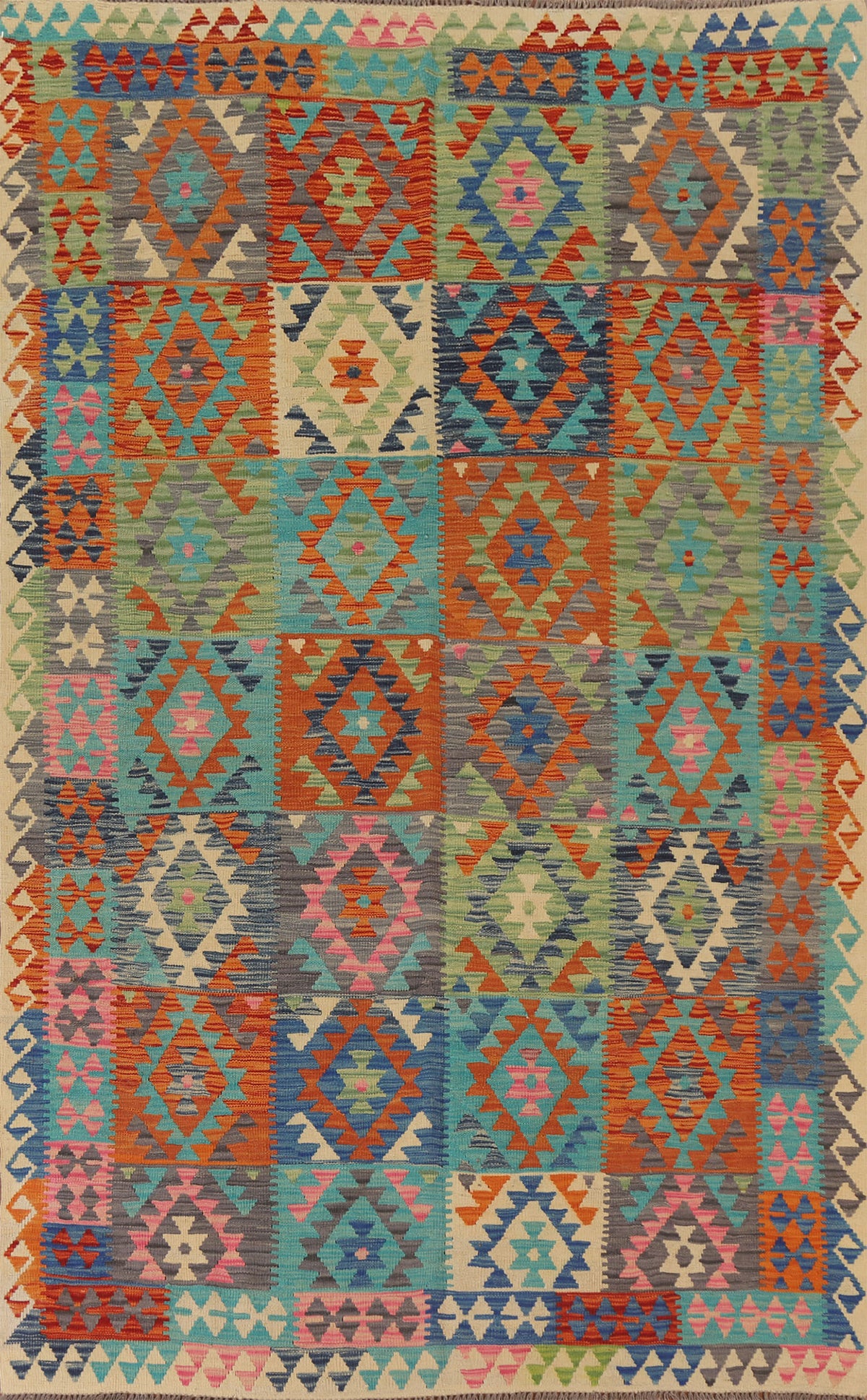 Wool Geometric Kilim Oriental Area Rug 6x9