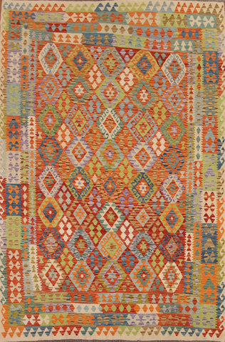 Colorful Kilim Reversible Wool Area Rug 9x11