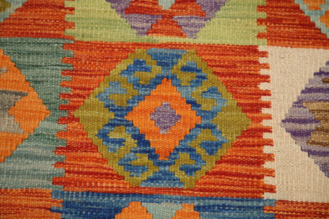 Geometric Wool Kilim Area Rug 8x12