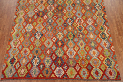 Colorful Kilim Reversible Wool Area Rug 9x11