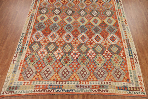 Geometric Kilim Reversible Wool Area Rug 11x13