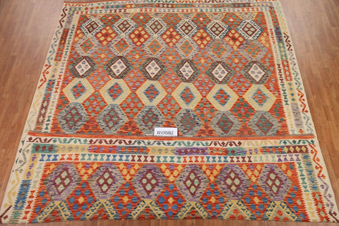 Geometric Kilim Reversible Wool Area Rug 11x13