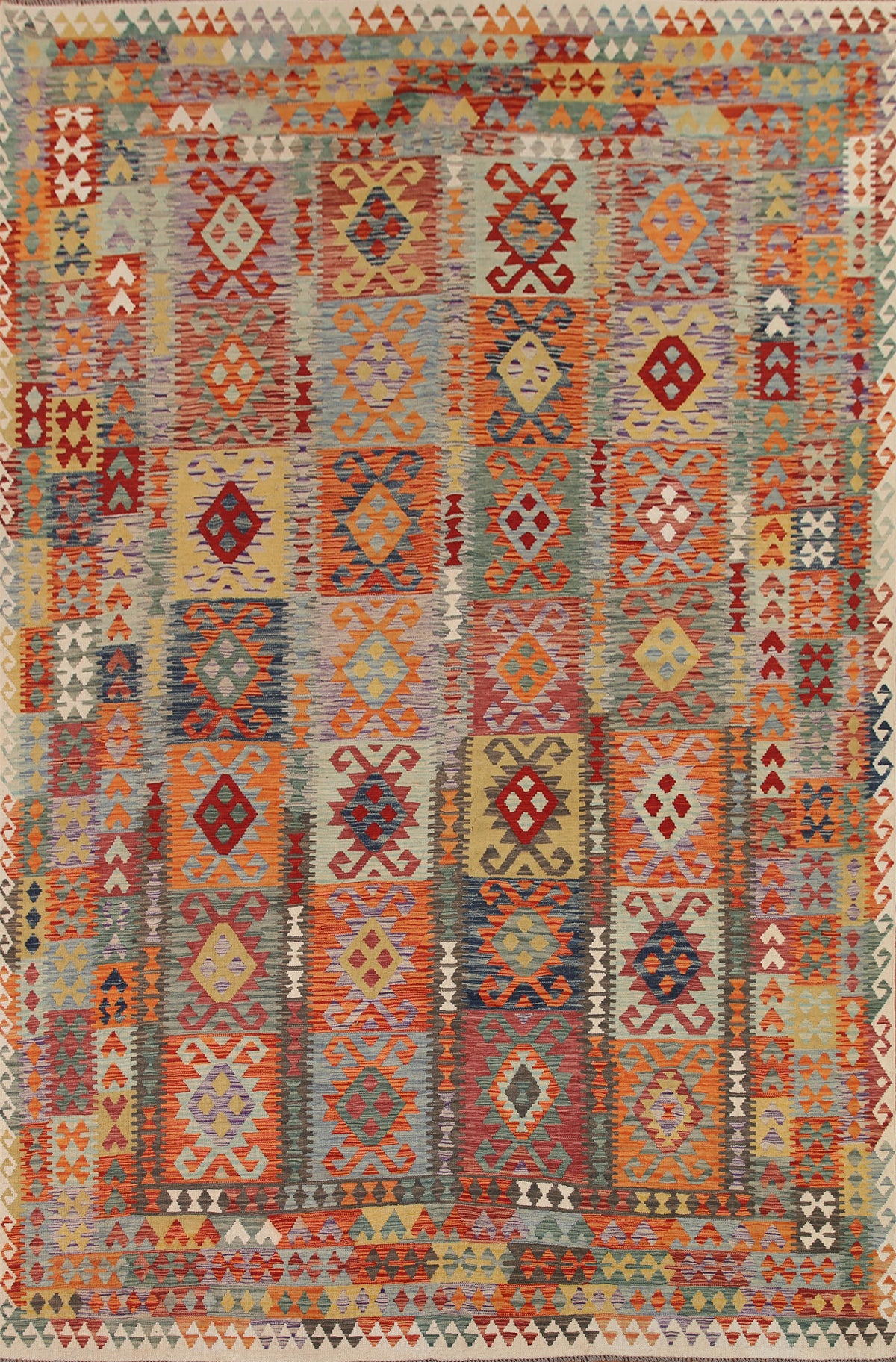 Reversible Wool Kilim Large Area Rug 10x14