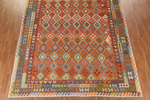 Geometric Kilim Reversible Wool Area Rug 10x13