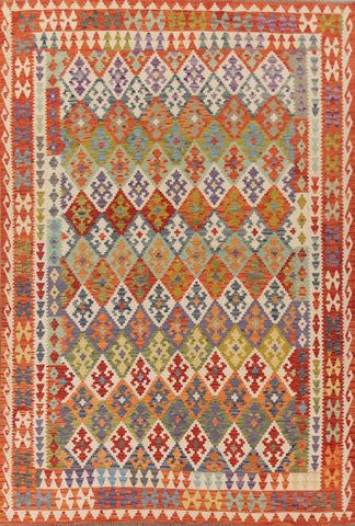 Kilim Geometric Wool Area Rug 8x11