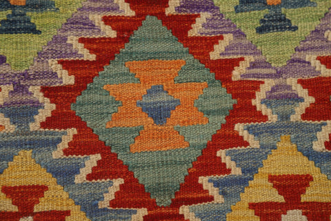 Colorful Kilim Reversible Wool Area Rug 11x13