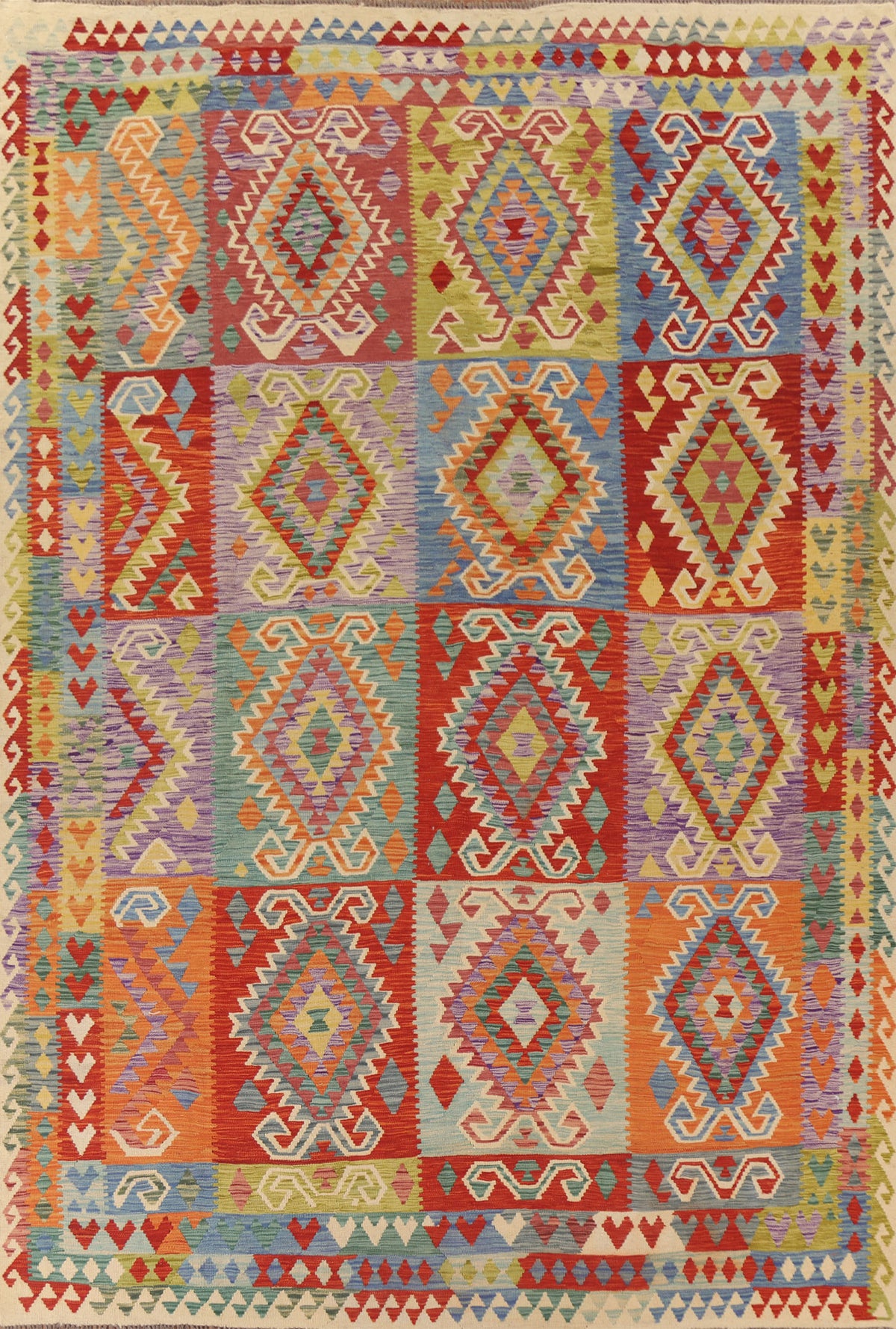 Reversible Wool Kilim Geometric Area Rug 10x13