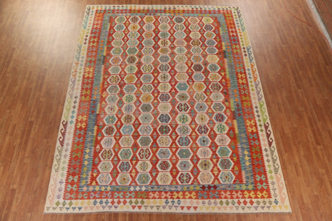 Geometric Kilim Wool Area Rug 10x13