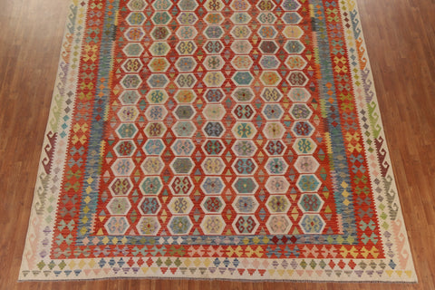 Geometric Kilim Wool Area Rug 10x13