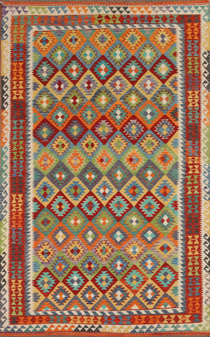 All-Over Kilim Reversible Wool Area Rug 7x10