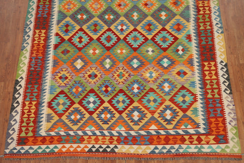 All-Over Kilim Reversible Wool Area Rug 7x10