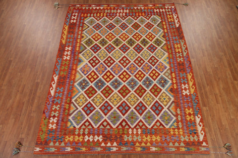 Reversible Wool Kilim Geometric Area Rug 9x11