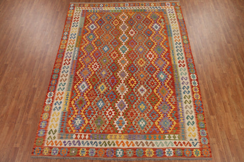 Geometric Kilim Wool Area Rug 8x11