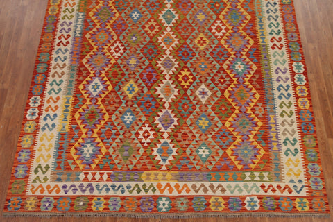 Geometric Kilim Wool Area Rug 8x11