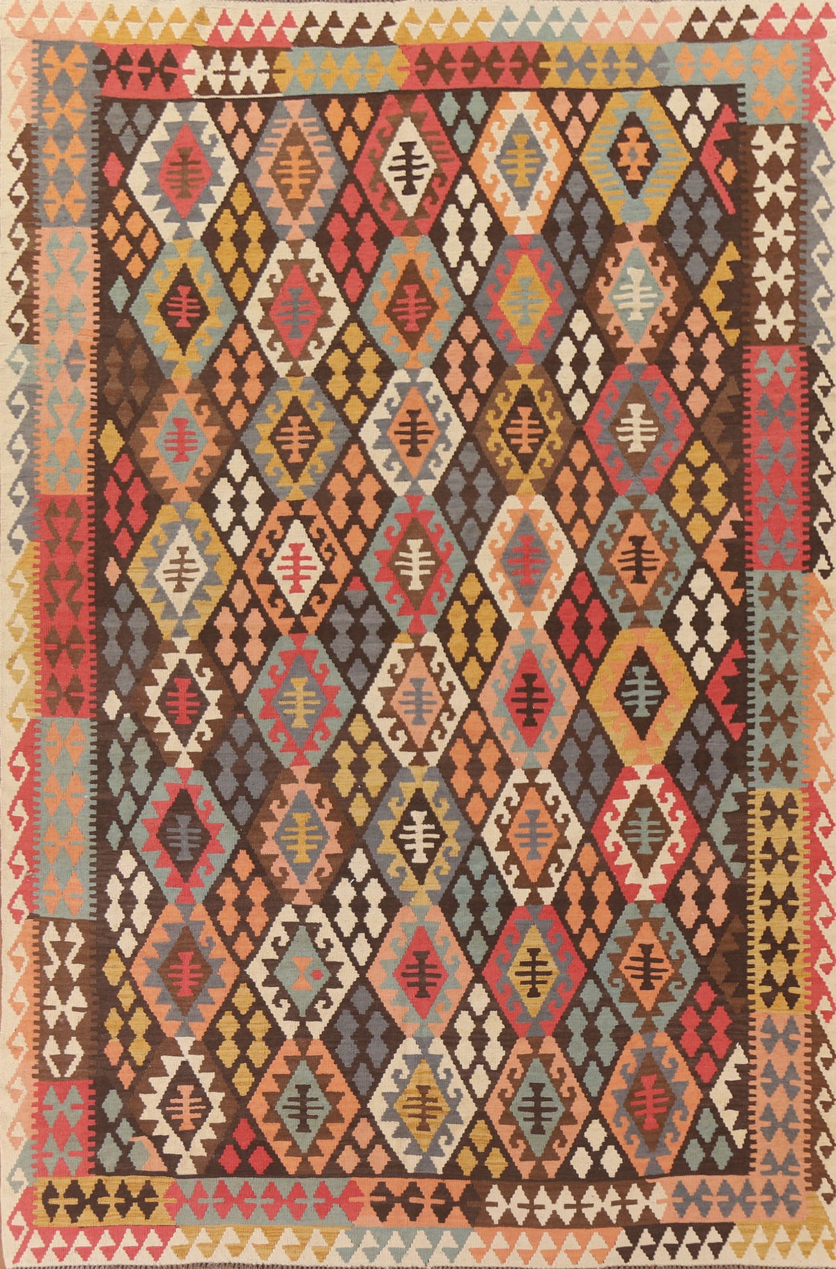 Colorful Kilim Wool Area Rug 8x12