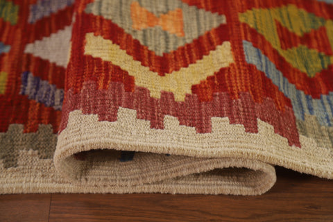 Geometric Wool Kilim Area Rug 8x11