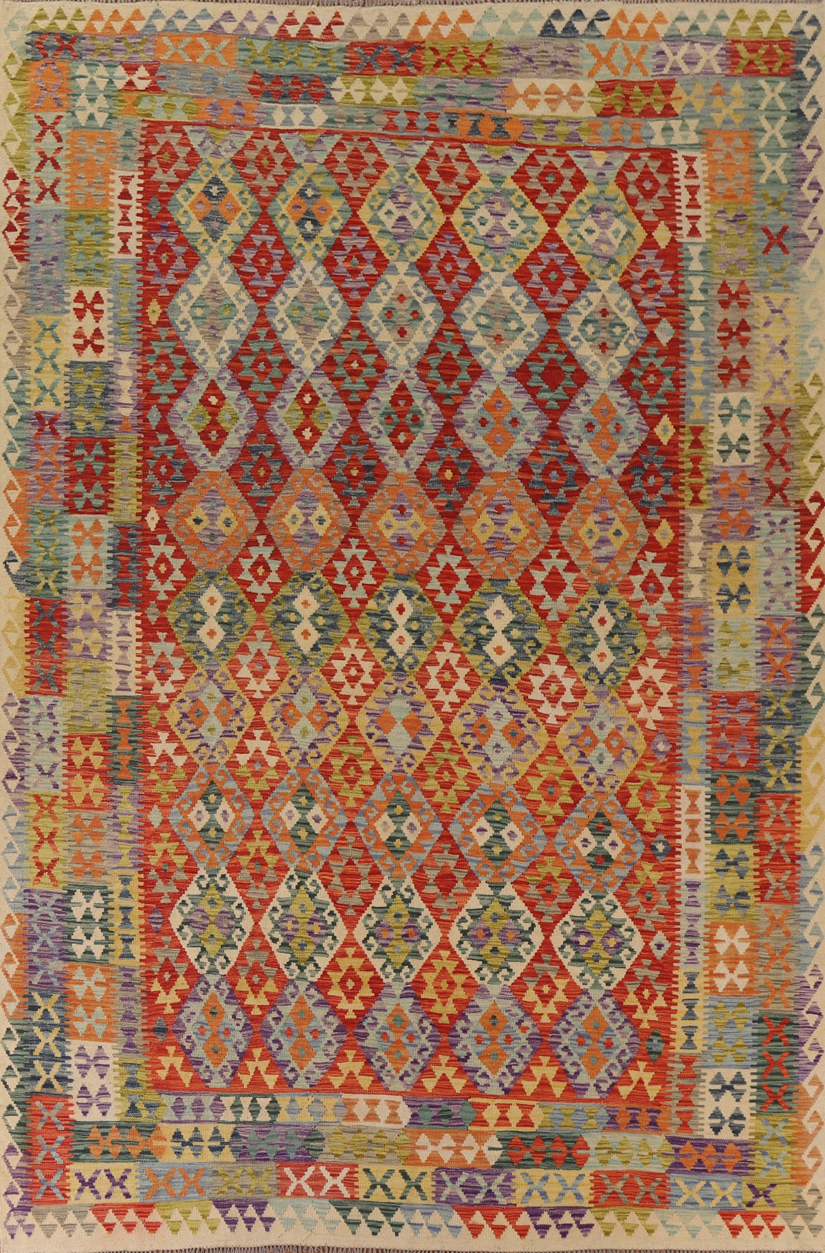 All-Over Kilim Wool Area Rug 8x11