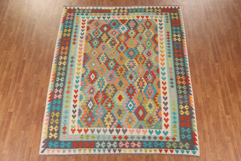 All-Over Geometric Kilim Wool Area Rug 8x10