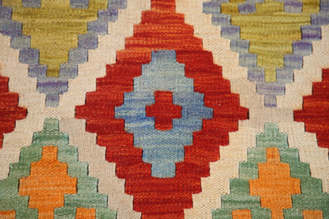 Colorful Kilim Reversible Wool Area Rug 9x10