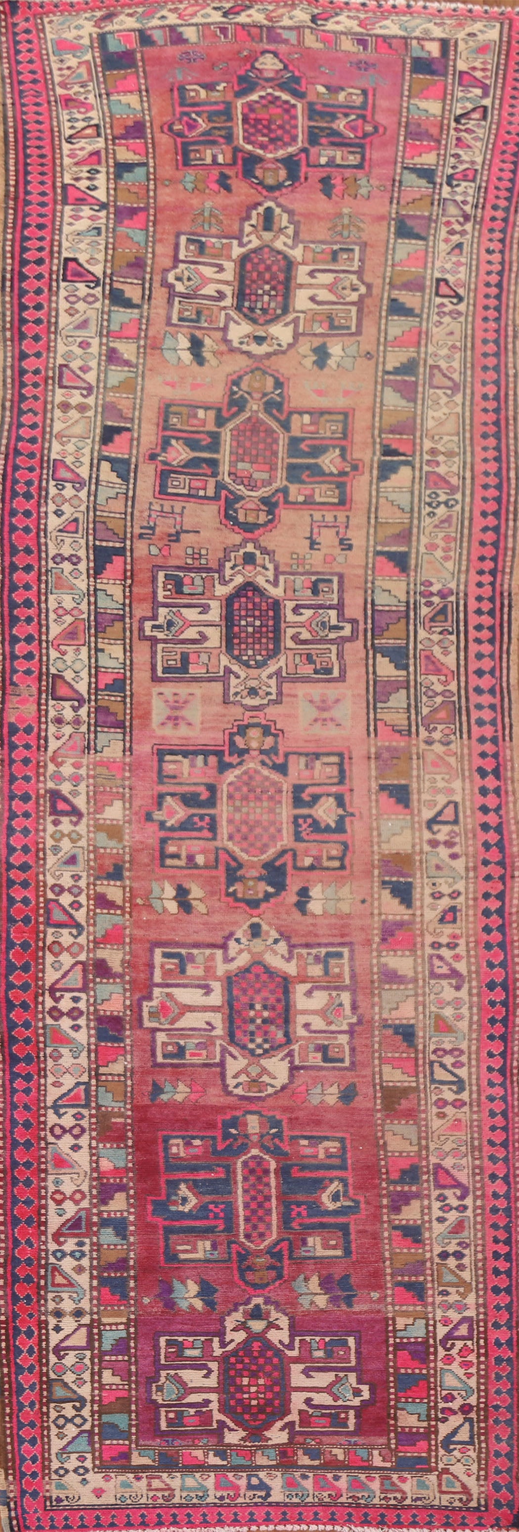 Geometric Wool Ardebil Persian Runner Rug 4x13