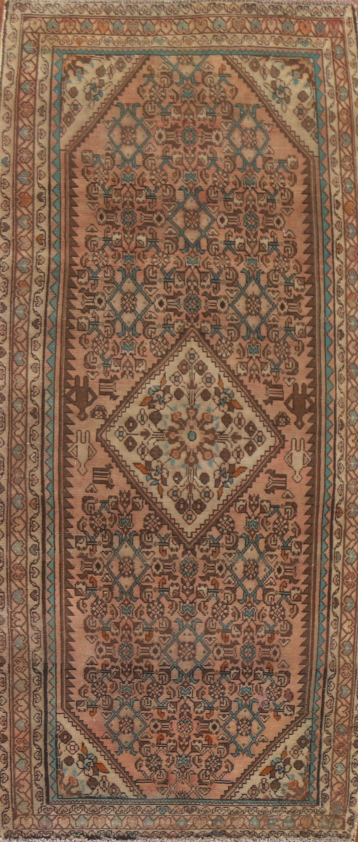 Geometric Hamedan Persian Runner Rug 4x10