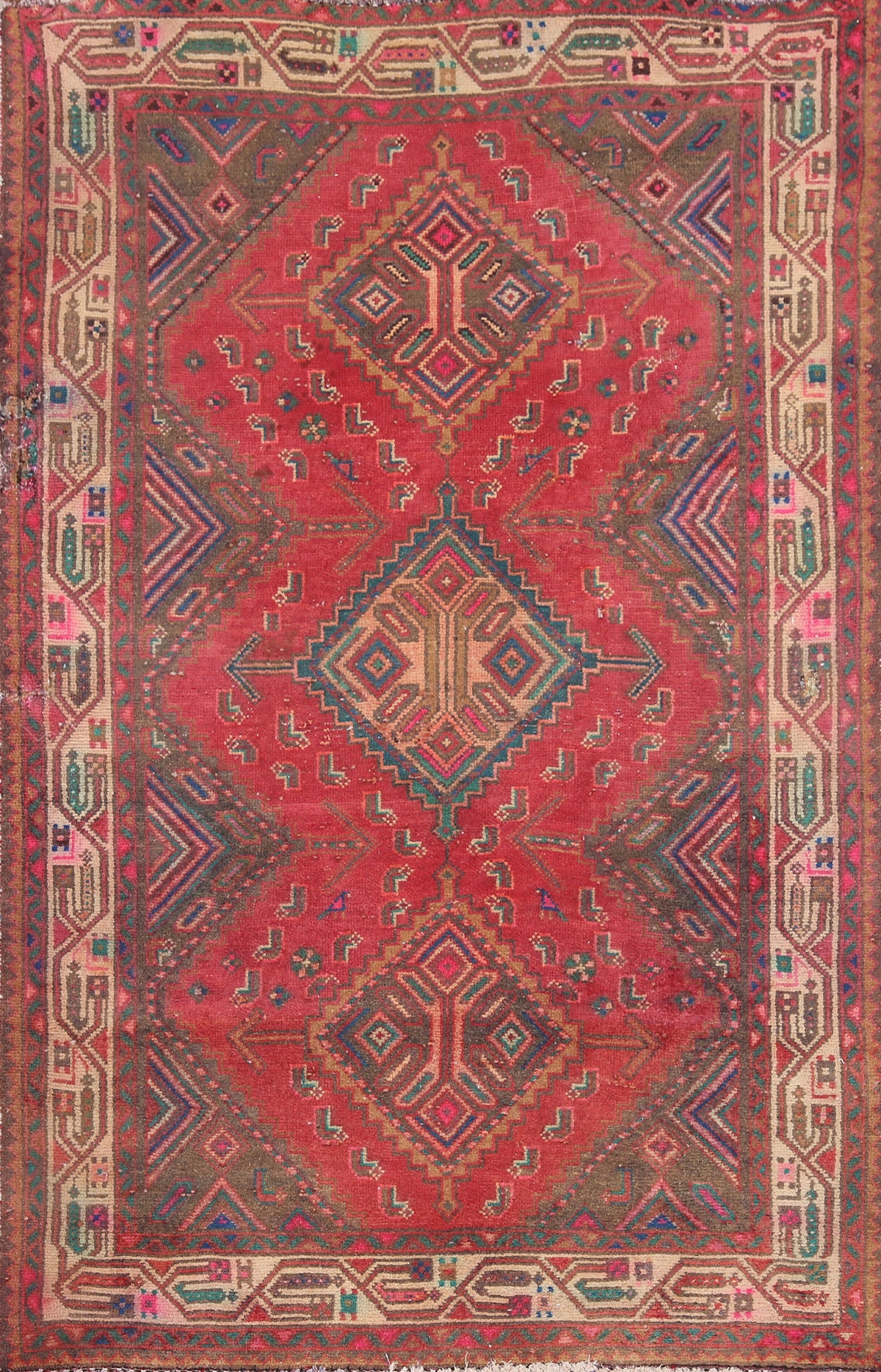 Vintage Zanjan Persian Area Rug 4x5