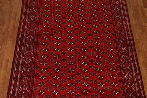 Red Geometric Bokhara Pakistan Wool Area Rug 7x9