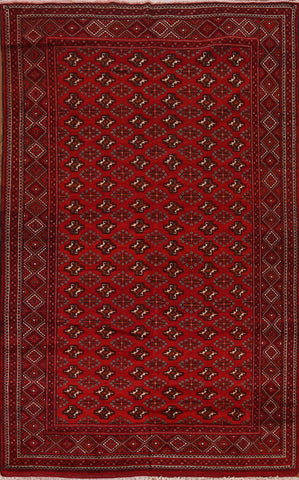 Red Geometric Bokhara Pakistan Wool Area Rug 7x9