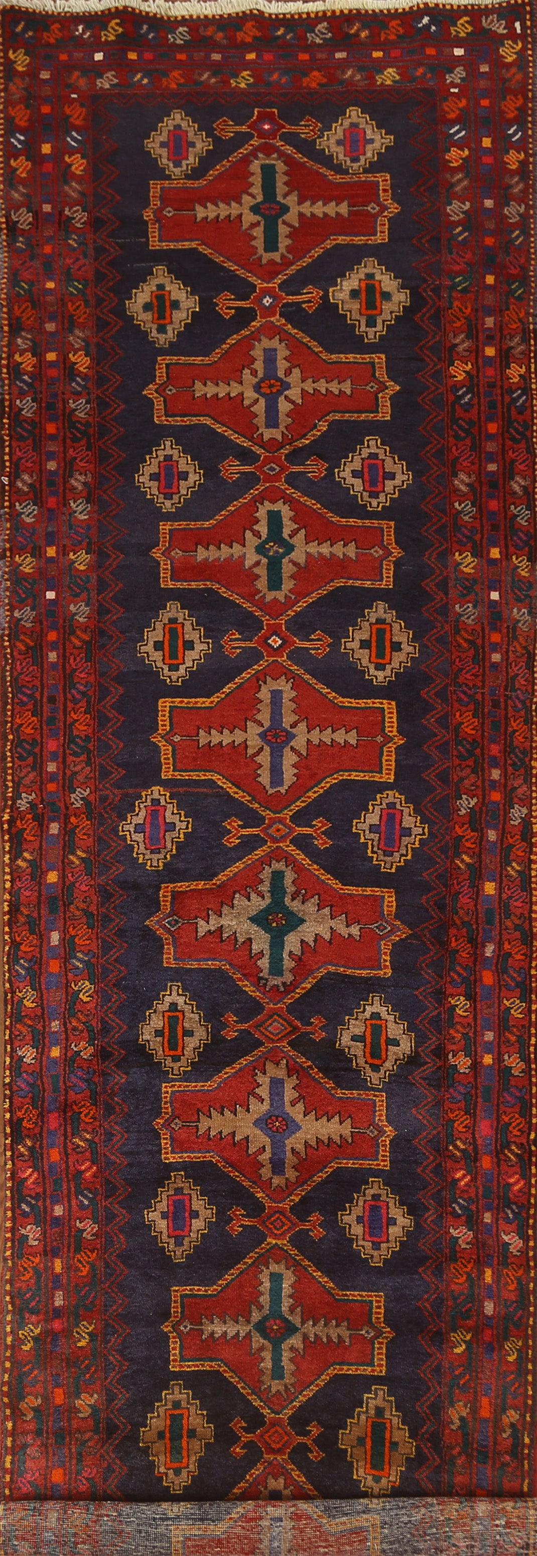 Geometric Heriz Serapi Persian Rug Runner 3x14