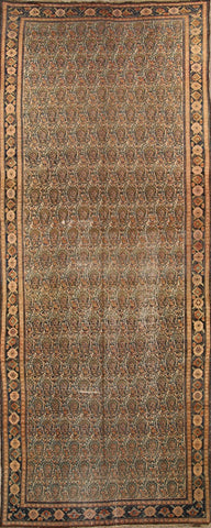 Pre-1900 Antique Senneh Bidjar Persian Vegetable Dye 7x17 Paisley Rug